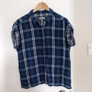 Gap 1969 blue plaid shirt